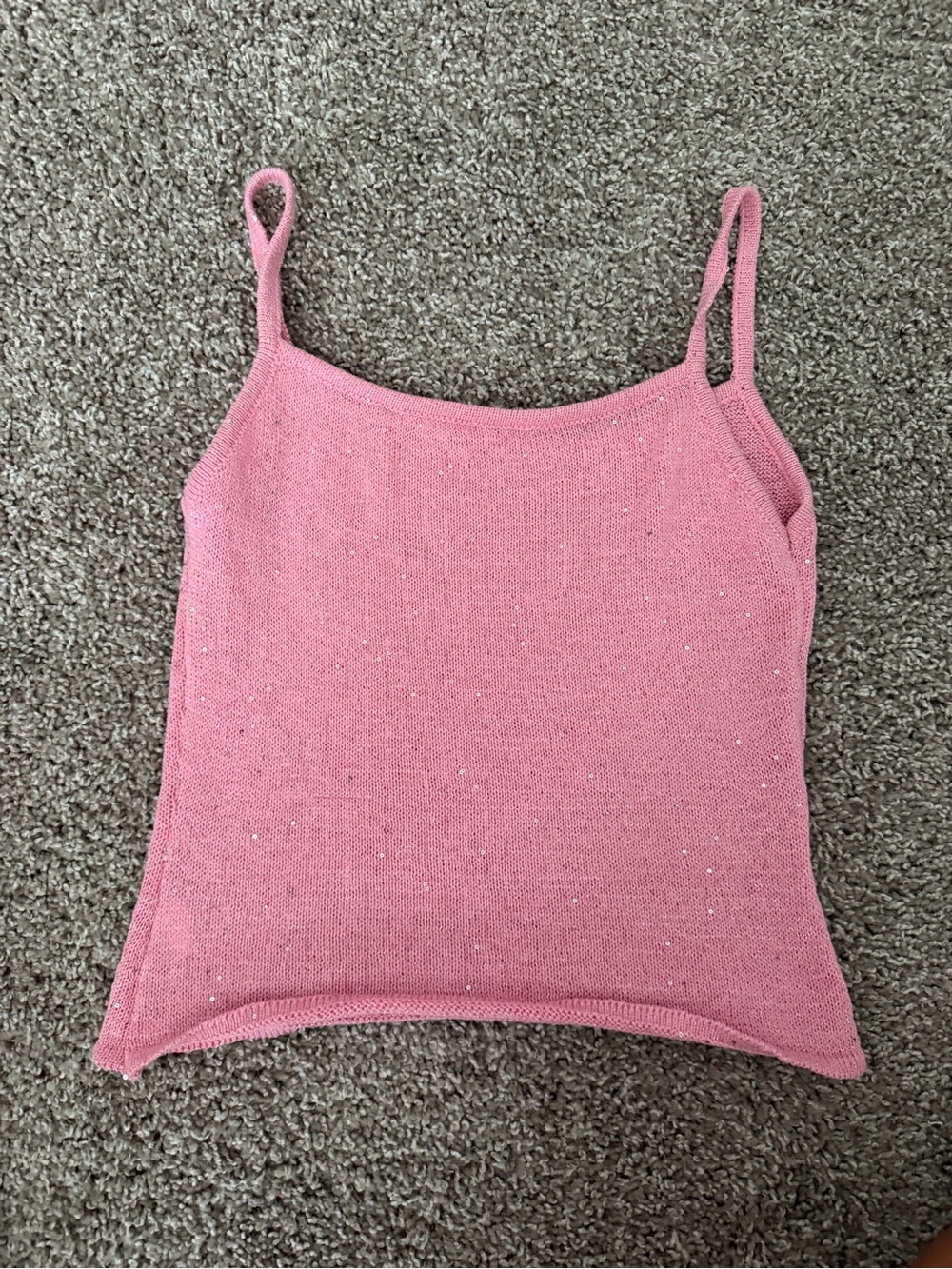 Pink Knit Sparkle Cami Top